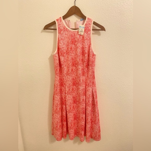 NWT J. McLaughlin Pink and White Fit and Flare Dress with Pockets, Medium - Picture 1 of 7